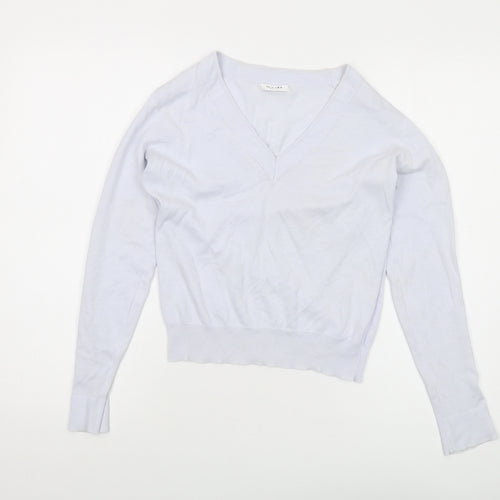 Sand Womens Blue V-Neck Cotton Pullover Jumper Size S