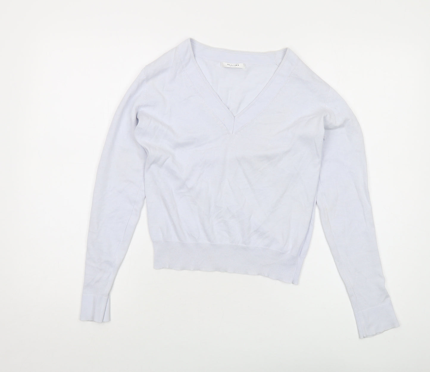 Sand Womens Blue V-Neck Cotton Pullover Jumper Size S