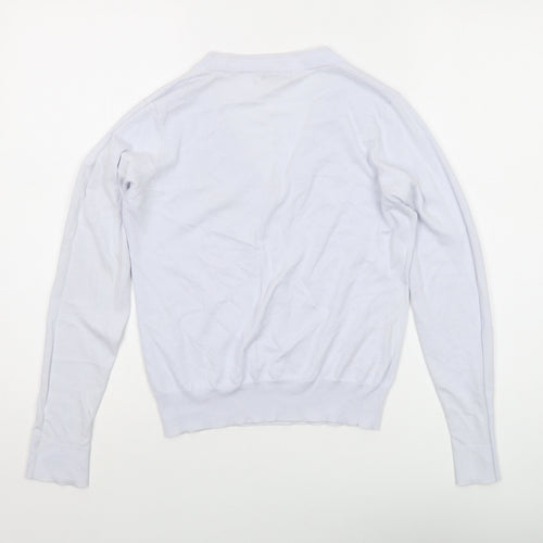 Sand Womens Blue V-Neck Cotton Pullover Jumper Size S