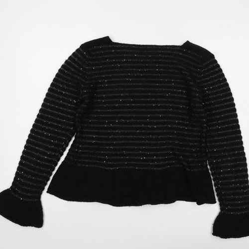 Rinascimento Womens Black Round Neck Acrylic Pullover Jumper Size L