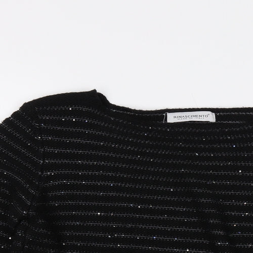 Rinascimento Womens Black Round Neck Acrylic Pullover Jumper Size L