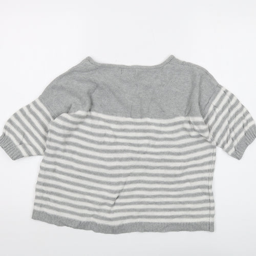 Gap Womens Gold V-Neck Striped Cotton Pullover Jumper Size M