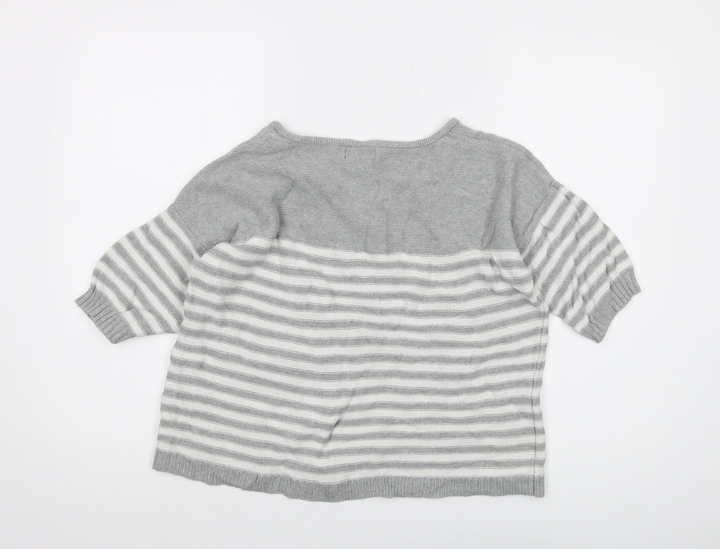 Gap Womens Gold V-Neck Striped Cotton Pullover Jumper Size M