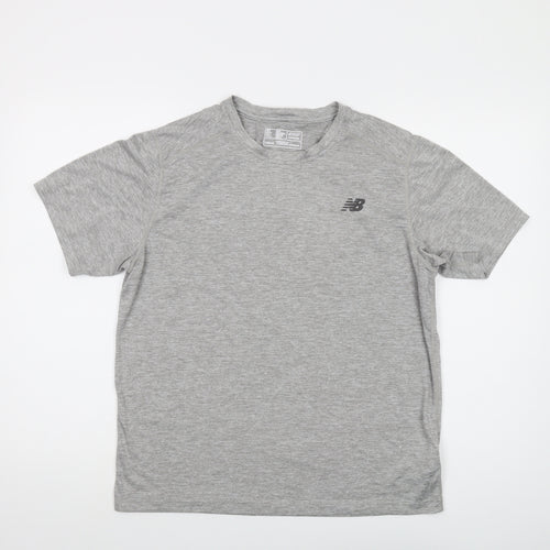 New Balance Mens Grey Polyester T-Shirt Size M Crew Neck