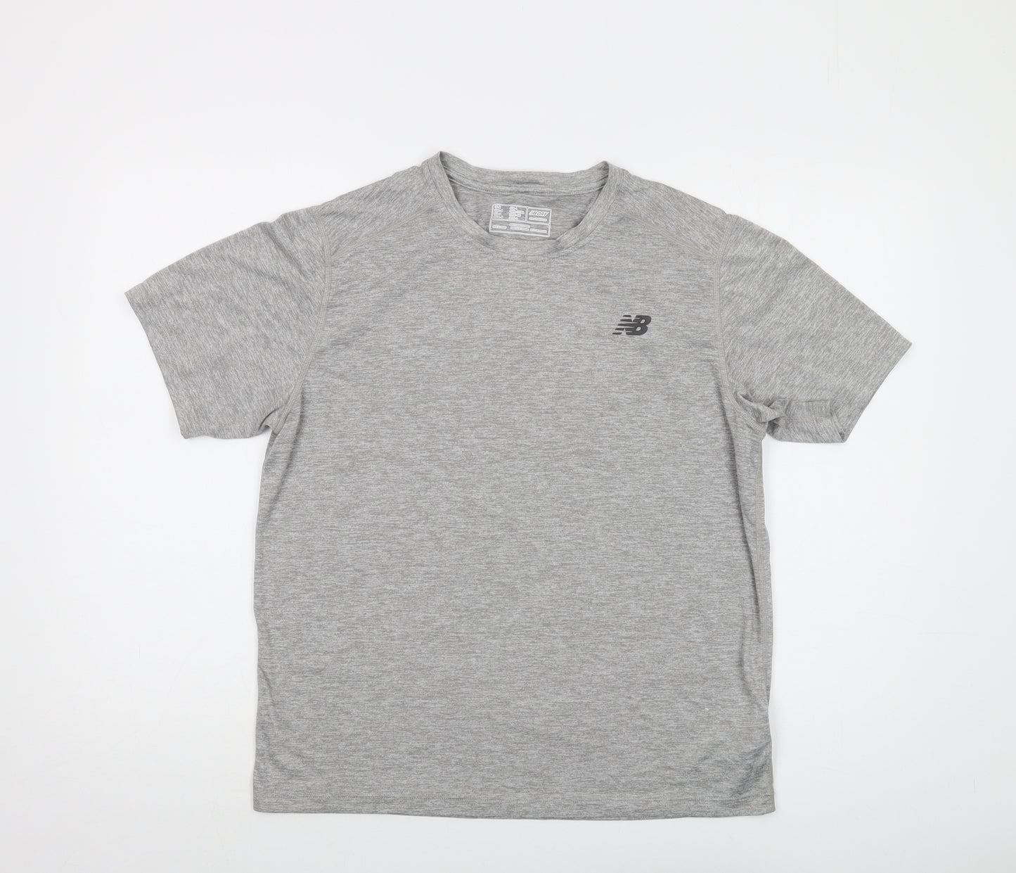 New Balance Mens Grey Polyester T-Shirt Size M Crew Neck