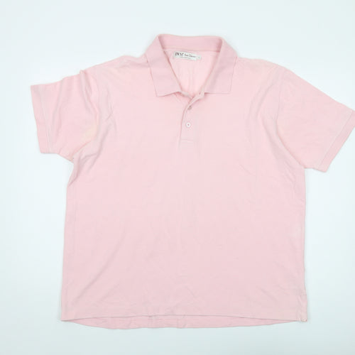 EWM Mens Pink Cotton Polo Size L Collared Button