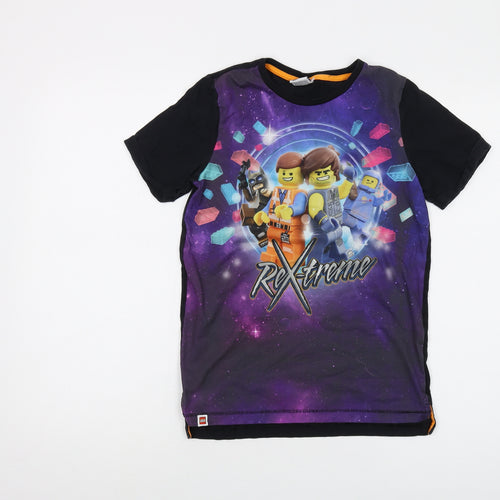 LEGO Boys Black Polyester Basic T-Shirt Size 11 Years Crew Neck Pullover