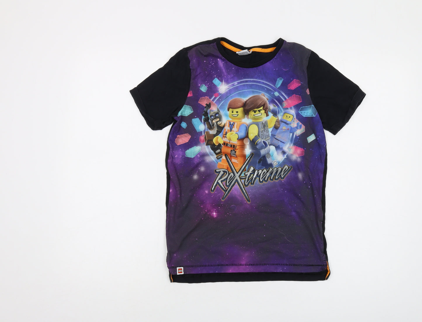 LEGO Boys Black Polyester Basic T-Shirt Size 11 Years Crew Neck Pullover