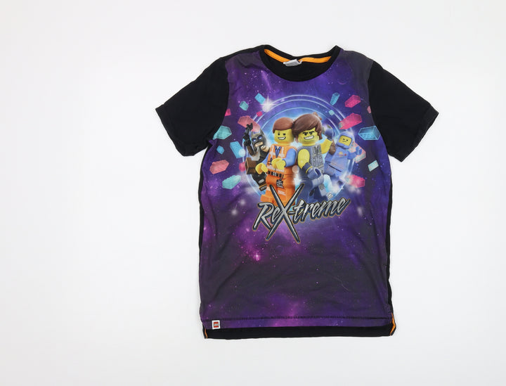 LEGO Boys Black Polyester Basic T-Shirt Size 11 Years Crew Neck Pullover