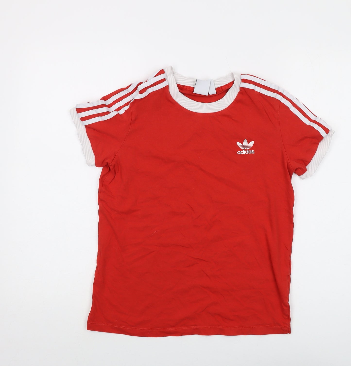 adidas Womens Red Cotton Basic T-Shirt Size 10 Crew Neck