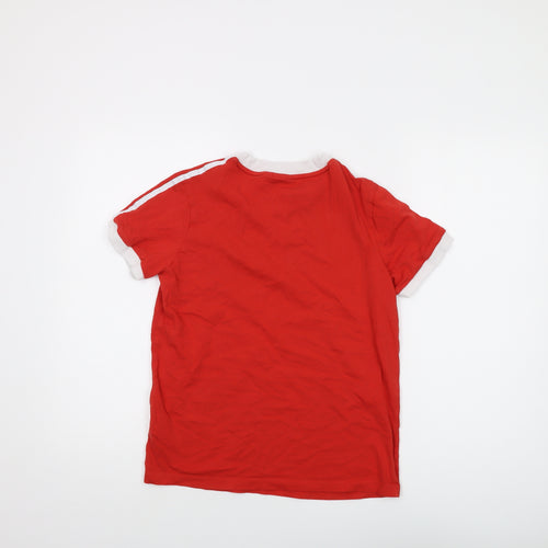 adidas Womens Red Cotton Basic T-Shirt Size 10 Crew Neck