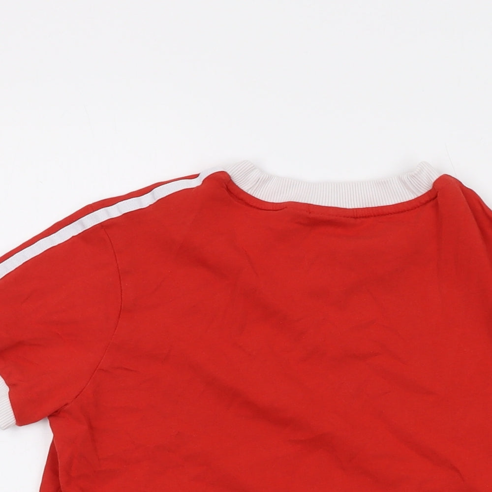 adidas Womens Red Cotton Basic T-Shirt Size 10 Crew Neck