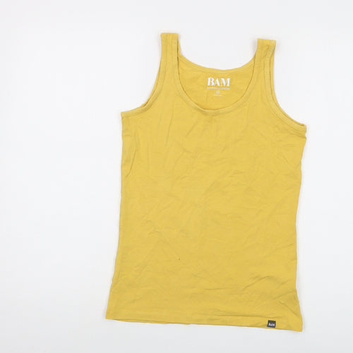 Bam Womens Yellow Cotton Basic T-Shirt Size 10 Round Neck