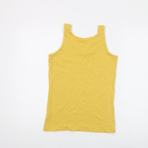 Bam Womens Yellow Cotton Basic T-Shirt Size 10 Round Neck