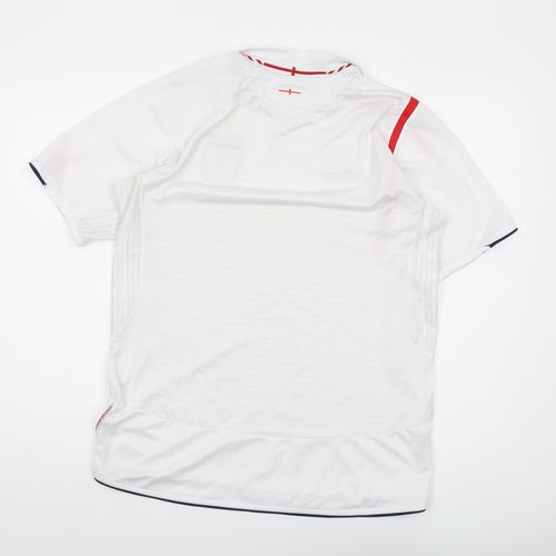 Umbro Mens White Polyester T-Shirt Size M V-Neck - England