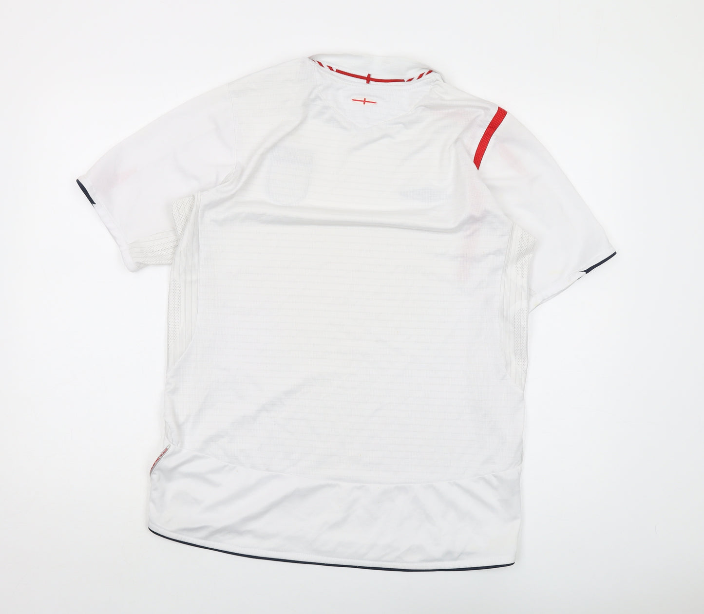 Umbro Mens White Polyester T-Shirt Size M V-Neck - England