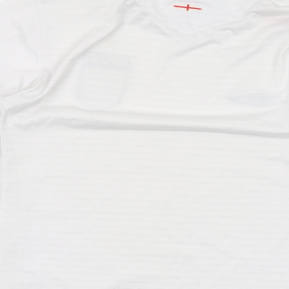 Umbro Mens White Polyester T-Shirt Size M V-Neck - England