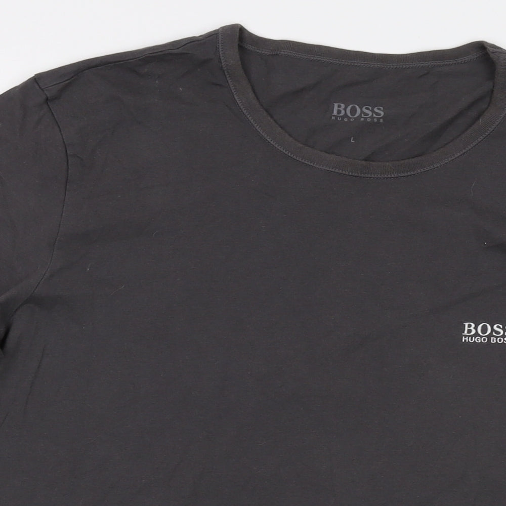 Boss Mens Grey Cotton T-Shirt Size L Crew Neck