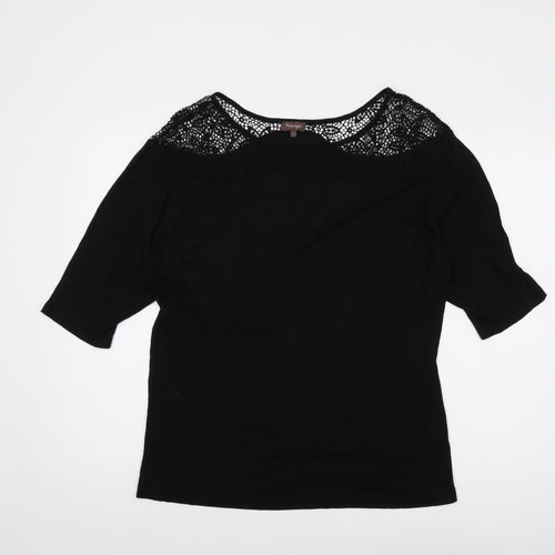 Phase Eight Womens Black Viscose Basic Blouse Size 12 Round Neck