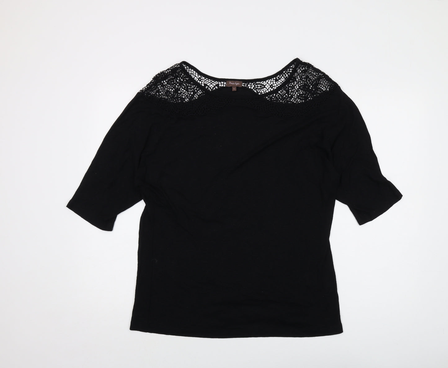 Phase Eight Womens Black Viscose Basic Blouse Size 12 Round Neck