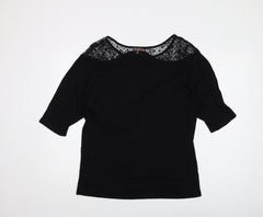 Phase Eight Womens Black Viscose Basic Blouse Size 12 Round Neck