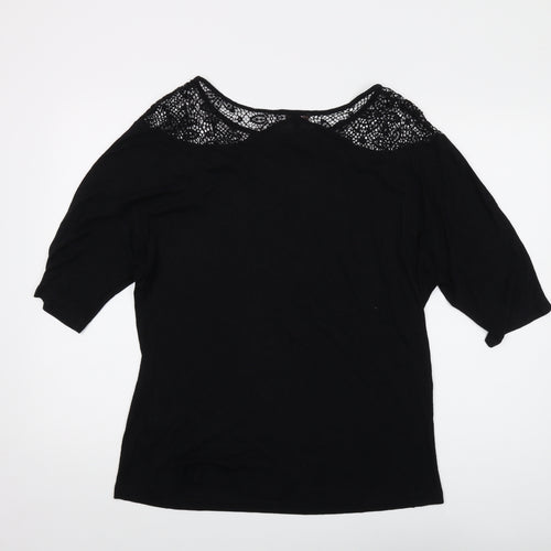 Phase Eight Womens Black Viscose Basic Blouse Size 12 Round Neck