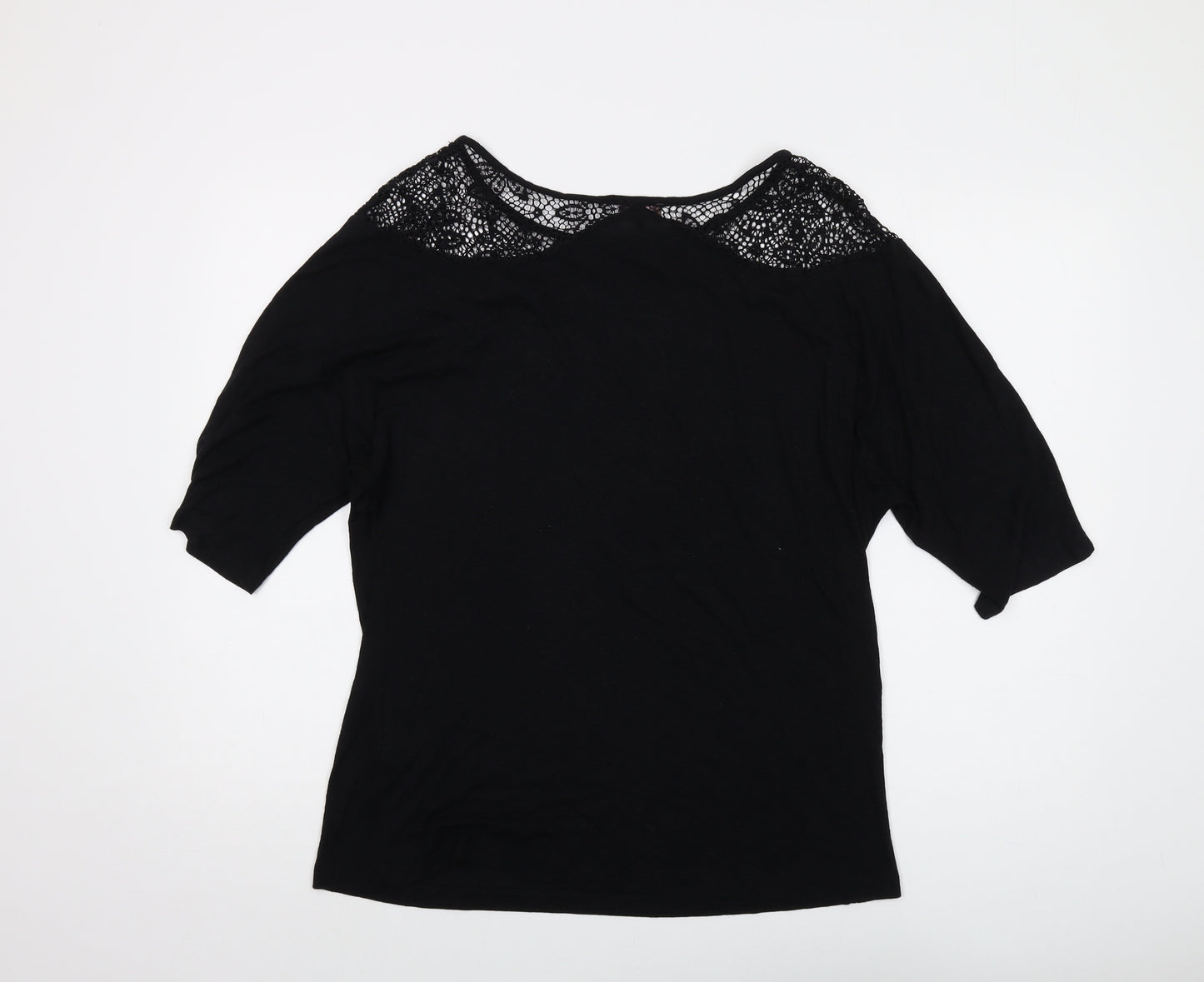 Phase Eight Womens Black Viscose Basic Blouse Size 12 Round Neck