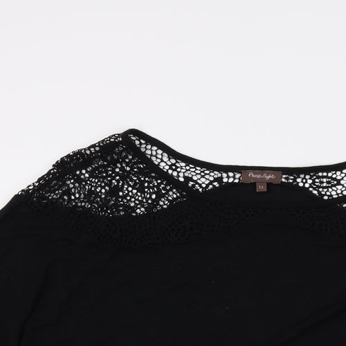 Phase Eight Womens Black Viscose Basic Blouse Size 12 Round Neck