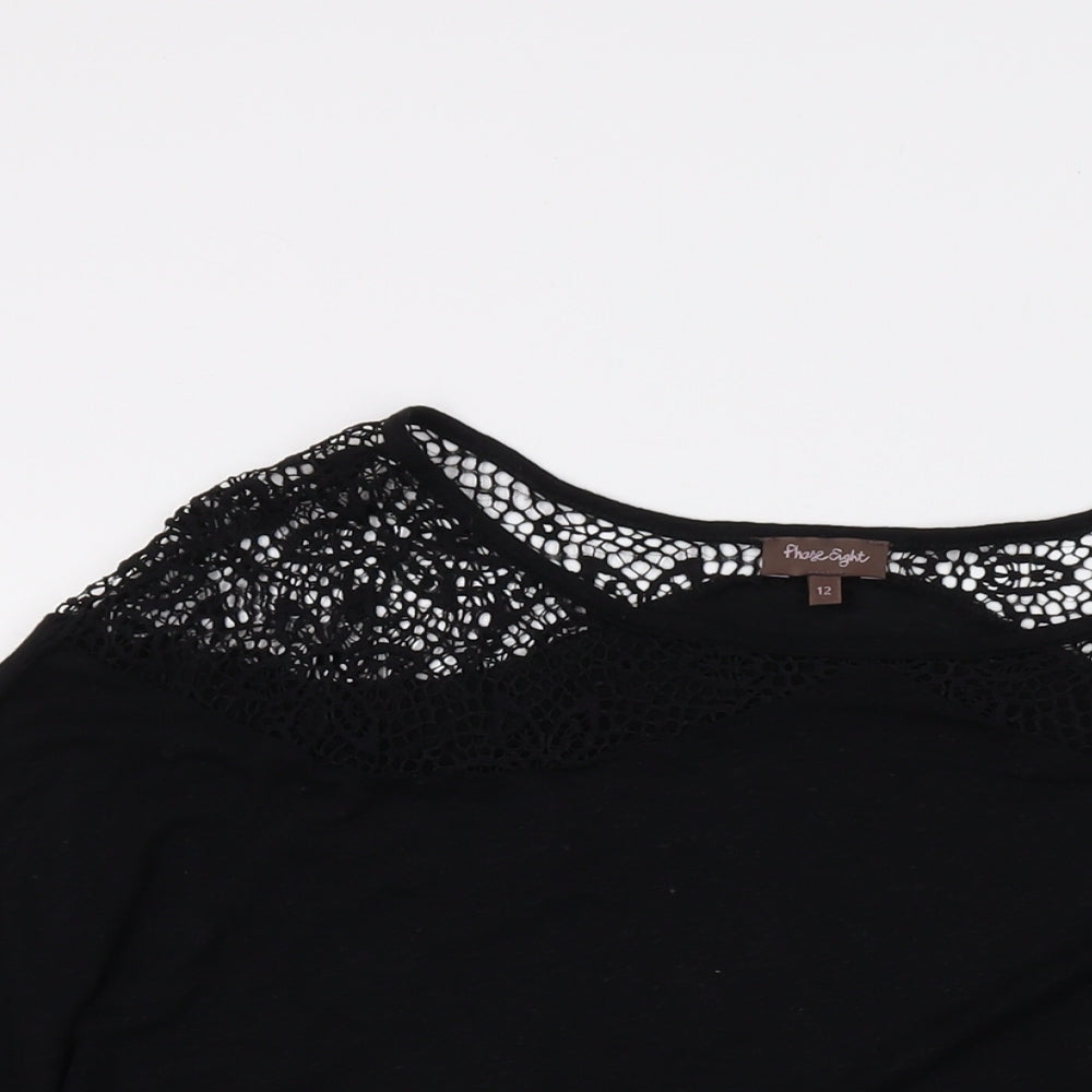 Phase Eight Womens Black Viscose Basic Blouse Size 12 Round Neck