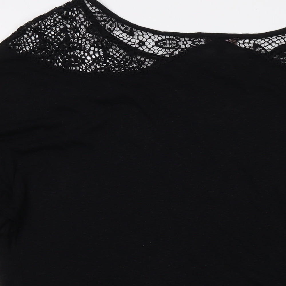 Phase Eight Womens Black Viscose Basic Blouse Size 12 Round Neck