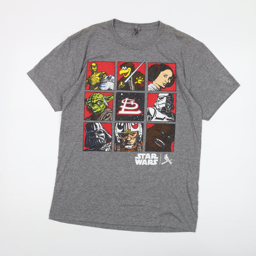 Star Wars Mens Grey Polyester T-Shirt Size M Crew Neck