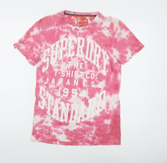 Superdry Womens Pink Cotton Basic T-Shirt Size S Crew Neck