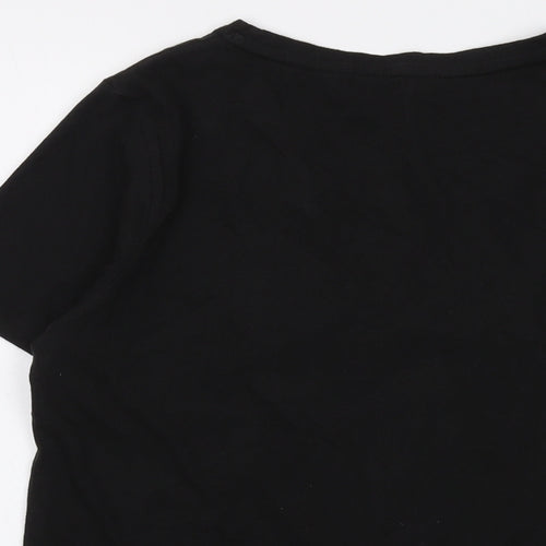 Fat Face Womens Black Cotton Basic T-Shirt Size 12 Round Neck