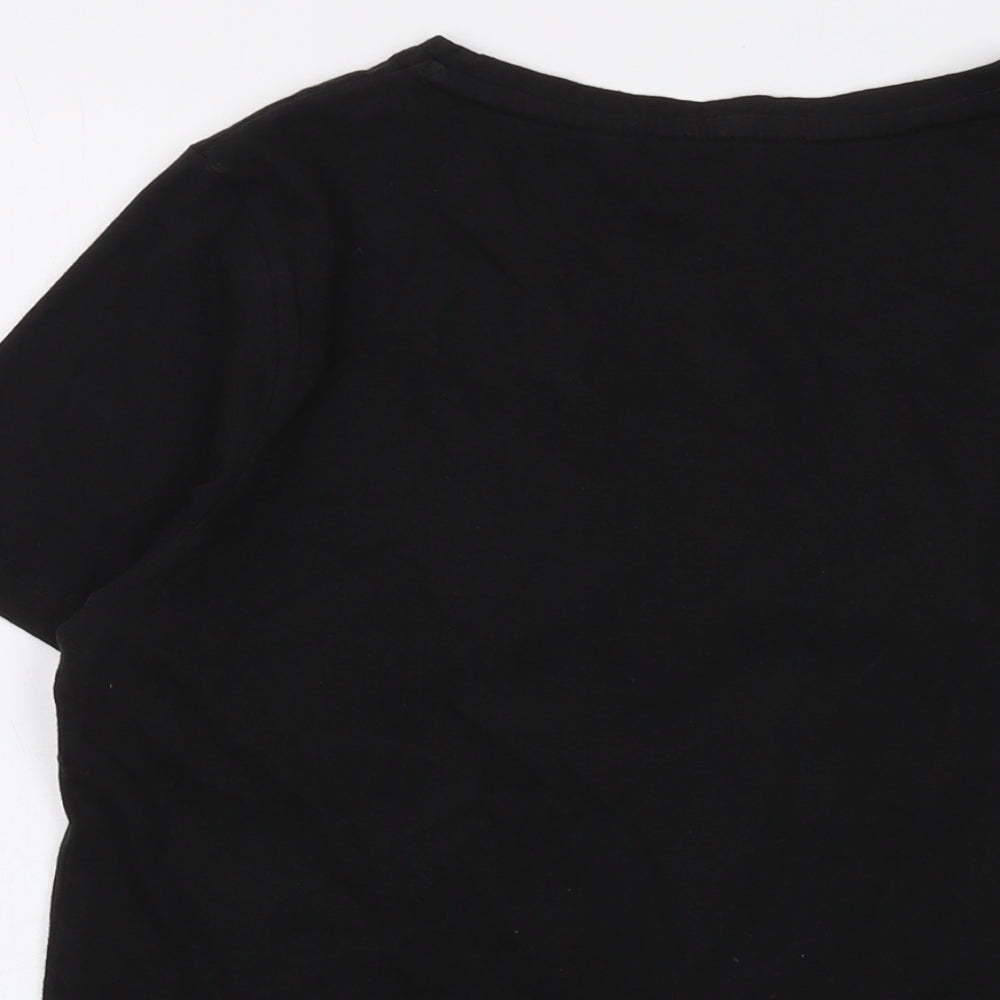 Fat Face Womens Black Cotton Basic T-Shirt Size 12 Round Neck