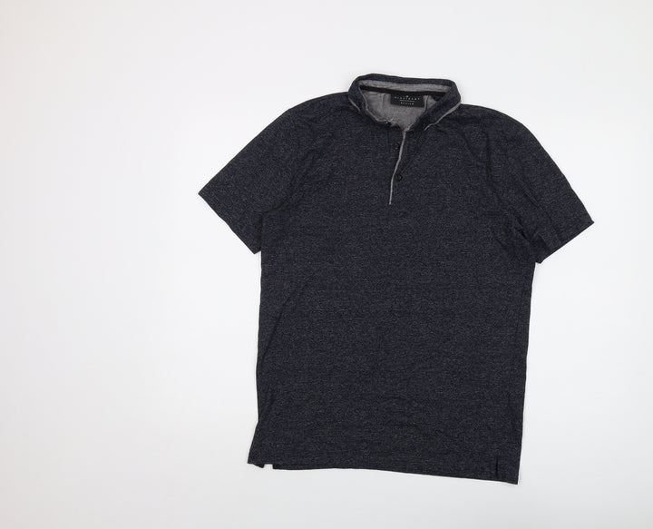 Dissident Mens Blue Cotton Polo Size M Collared Button