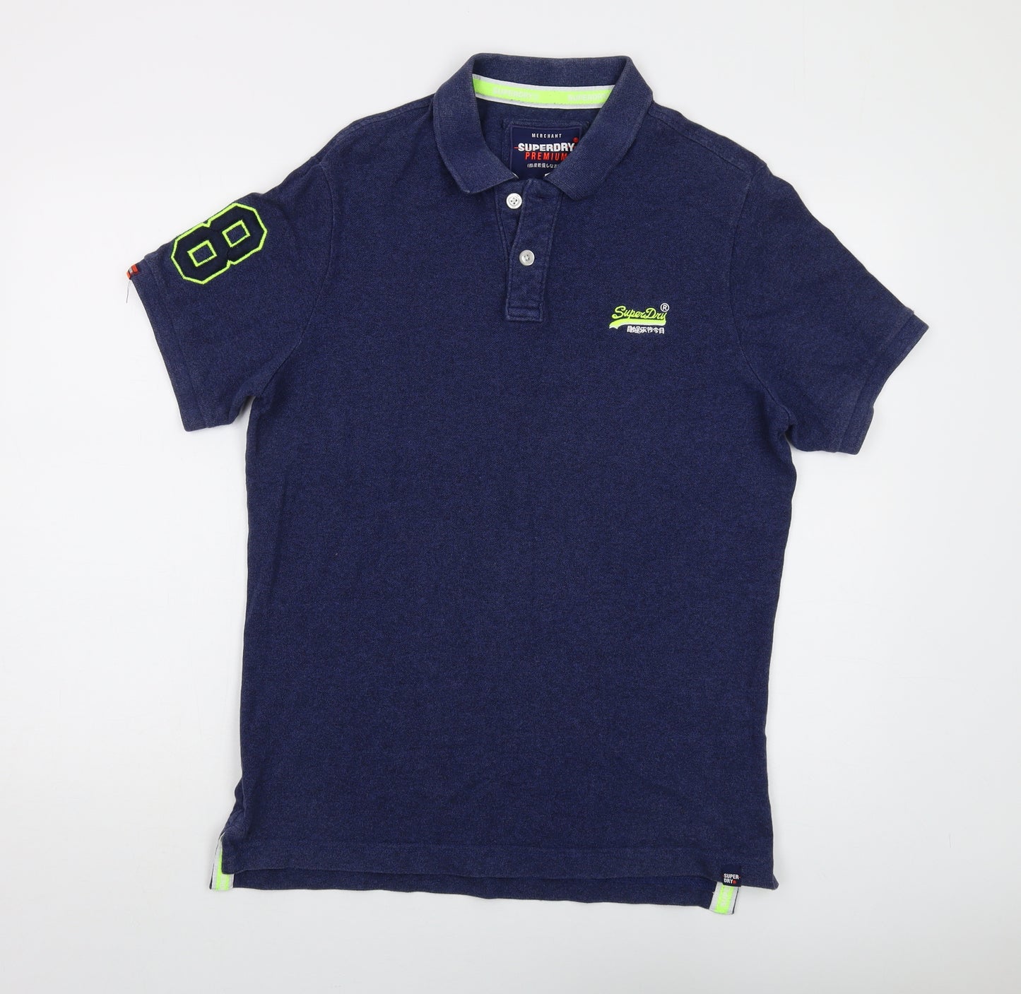 Superdry Mens Blue Cotton Polo Size XL Collared Button