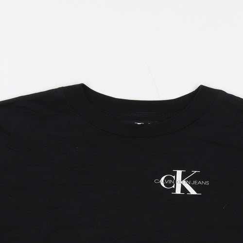 Calvin Klein Womens Black Cotton Basic T-Shirt Size L Crew Neck