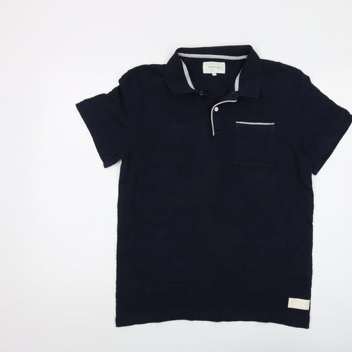 TOM TAILOR Mens Blue Cotton Polo Size M Collared Button