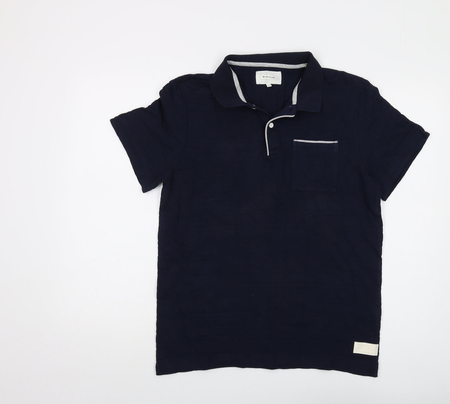 TOM TAILOR Mens Blue Cotton Polo Size M Collared Button