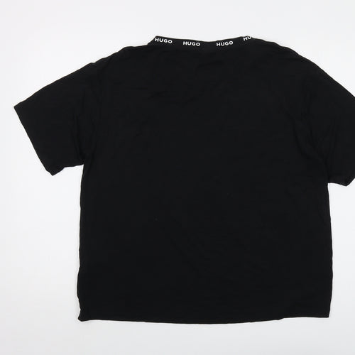 HUGO BOSS Womens Black Viscose Basic T-Shirt Size L Round Neck