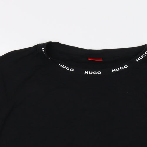HUGO BOSS Womens Black Viscose Basic T-Shirt Size L Round Neck