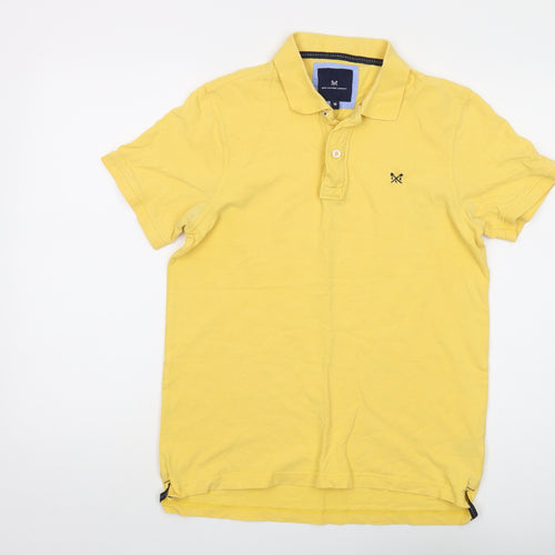 Crew Clothing Mens Yellow Cotton Polo Size M Collared Button