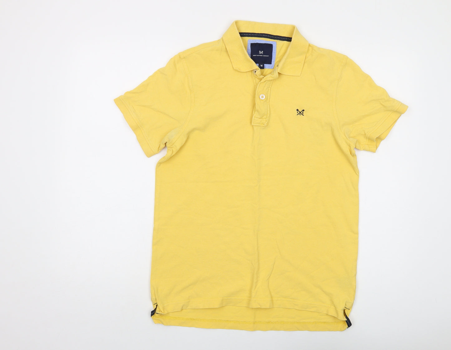 Crew Clothing Mens Yellow Cotton Polo Size M Collared Button