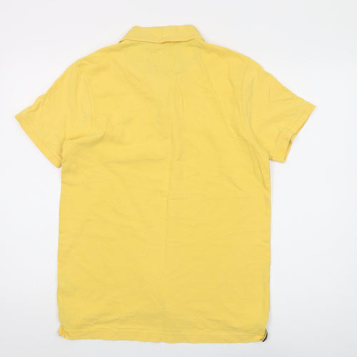 Crew Clothing Mens Yellow Cotton Polo Size M Collared Button