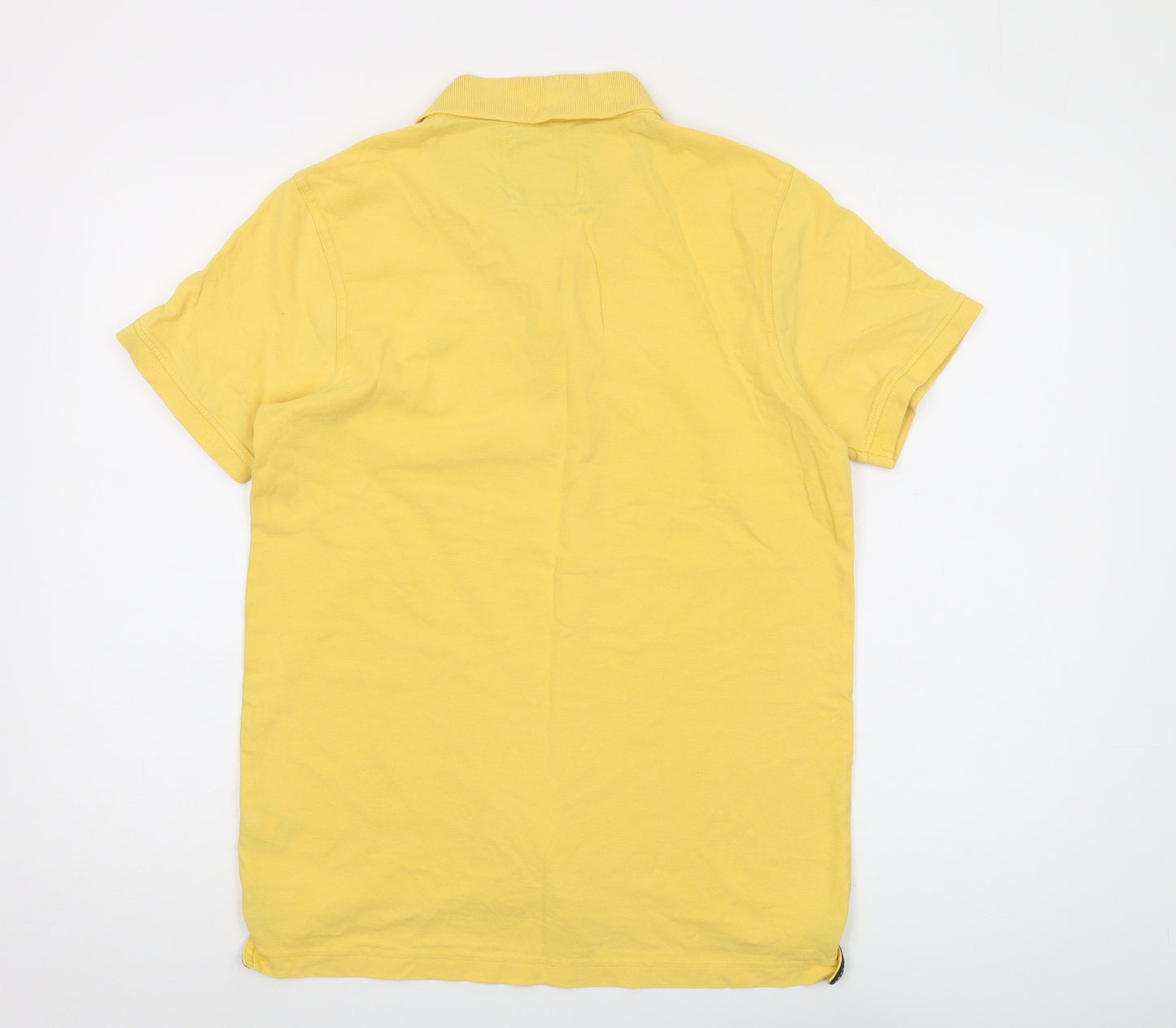 Crew Clothing Mens Yellow Cotton Polo Size M Collared Button