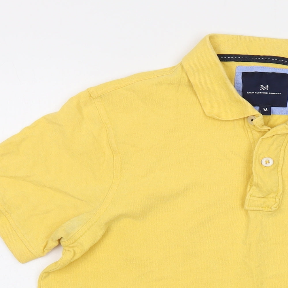 Crew Clothing Mens Yellow Cotton Polo Size M Collared Button