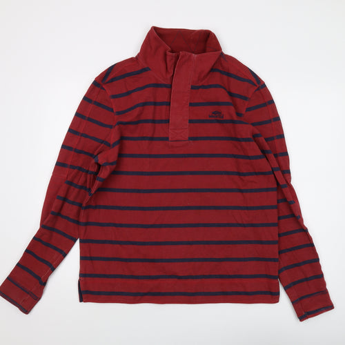 Weird Fish Mens Red Striped Cotton Pullover Sweatshirt Size M