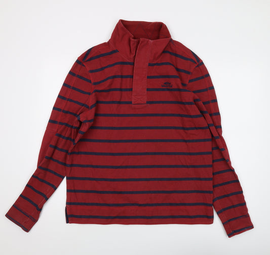 Weird Fish Mens Red Striped Cotton Pullover Sweatshirt Size M