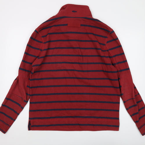 Weird Fish Mens Red Striped Cotton Pullover Sweatshirt Size M