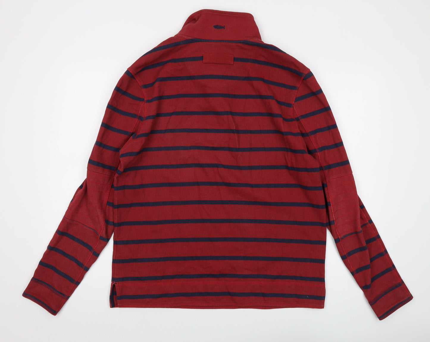 Weird Fish Mens Red Striped Cotton Pullover Sweatshirt Size M